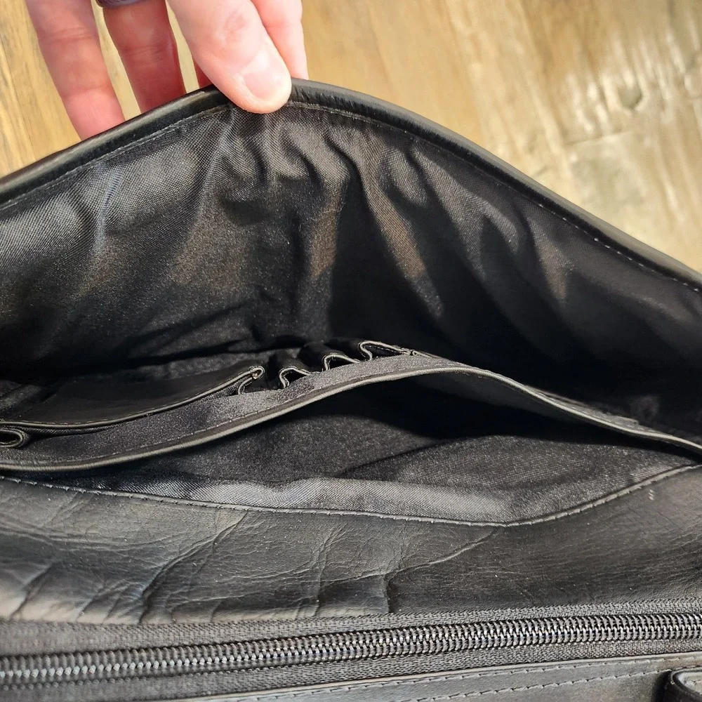 VTG Clava American Black Leather Colonial Fort Worth‎ Texas Briefcase Laptop Bag